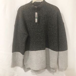 Michael Kors 2-Tone Cotton Blend Sweater | Pearl & Heather Gray | Size L